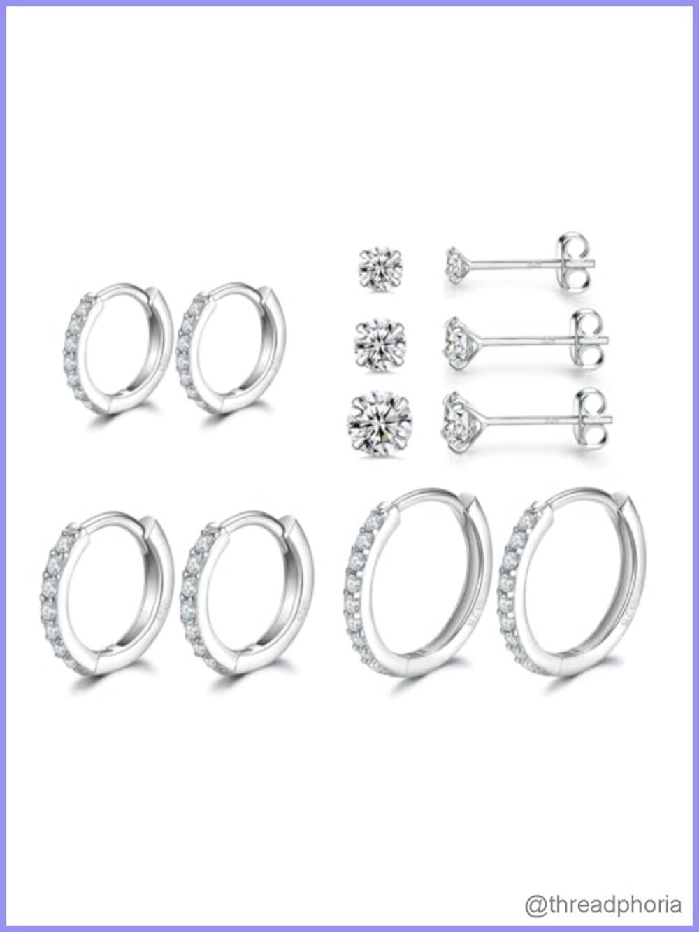 Sterling Silver Hoop Stud Earrings Set Women Men Hypoallergenic